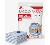 Lavatelli, 6 Sacchetti Sottovuoto Salvaspazio 60x90cm per Piumoni, Coperte e Vestiti | Buste Grandi Riutilizzabili con Valvola Universale | Ideali per Armadio, Trasloco, Cambio Stagione