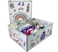 Lavatelli Baby Organizer, Scatola Portaoggetti per Neonati, in CARTONE, contenitore 32x42x17,5 cm, con 4 divisori per Pannolini, Accessori, Salviette, Ciucci, Body, Biancheria, Fasciatoio, Cameretta