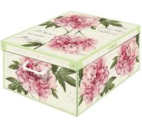 Lavatelli Scatola per armadio Peonie 39x50x24 cm con coperchio, organizer per vestiti e biancheria