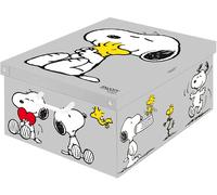 Lavatelli Scatola per armadio in cartone, organizer per vestiti e biancheria, per cambio stagione o per confezione regalo, Grande, Snoopy Grigia, con coperchio 39x50x24 cm