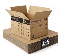 Lavatelli MOVIBOX - 10 Scatole per Trasloco 50x35x35 cm misura universale - Doppia Onda robusta - Con Simboli Contenuto e Stanza destinazione, Maniglie Pre-Tagliate - Scatole di Cartone, Made in Italy