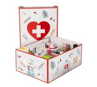 Lavatelli Pharma Organizer, Scatola in CARTONE per Medicinali con Divisore Interno, Organizer Farmaci, 32x42x17,5 cm, Include Scatola Cassetta Primo Soccorso (vuota) e 4 Schede Mediche.