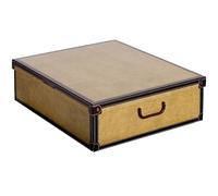 Lavatelli Scatola in cartone, organizer Sotto Letto per vestiti e biancheria, per cambio stagione o per confezione regalo, Altezza Ridotta, con coperchio, Marrone 60x50x17 cm