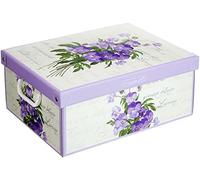 Lavatelli Scatola per armadio in cartone, con coperchio, profumo di Violette, organizer per vestiti e biancheria, per cambio stagione o per confezione regalo, Media, 32x42x17,5 cm