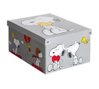 Lavatelli Scatola per armadio in cartone, organizer per vestiti e biancheria, per cambio stagione o per confezione regalo, Grande, Snoopy Grigia, con coperchio 39x50x24 cm