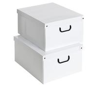 Lavatelli Set 2 pezzi Scatole armadio in cartone, organizer per vestiti e biancheria, per cambio stagione, Bianco 50x40xh25 cm
