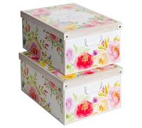 Lavatelli Set 2 pezzi Scatole armadio in cartone, organizer per vestiti e biancheria, per cambio stagione, Sweet Home 49x40xh24 cm