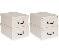 Lavatelli Set 2 Scatole Armadio Portaoggetti con Coperchio - Organizer Cambio Stagione in Cartone 32x42x17,5 cm Beige - Made in Italy, Resistenti, Facili da Montare, con Maniglie (Confezione da 2)