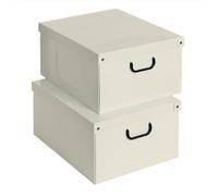 Lavatelli, Set 2 Scatole Organizer in Cartone per Armadio, 39x50x24 cm, con Coperchio e Maniglie, Beige