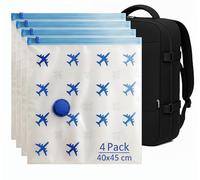 Lavatelli - Set 4 Sacchetti Sottovuoto da Viaggio 40x45 cm, Compatibili con Zaino Ryanair 40x30x20 e Bagaglio a Mano, Sacchi Salvaspazio con Valvola Universale, Accessorio Travel per Voli Low Cost