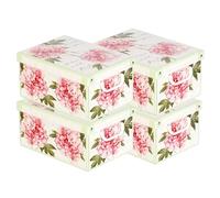 Set 4 Scatole Armadio Portaoggetti con Coperchio - Organizer Cambio Stagione in Cartone 35 x 25 x 17.5 cm Peonie - Made in Italy, Resistenti, Facili da Montare, con Maniglie