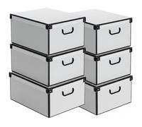 Lavatelli - Set 6 Scatole Armadio Portaoggetti con Coperchio - Organizer Cambio Stagione in Cartone 39x50x24 cm Muschio Bianco - Contenitori Made in Italy, Resistenti, Facili da Montare, con Maniglie