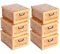 Lavatelli Set 6 Scatole Armadio Portaoggetti con Coperchio - Organizer Cambio Stagione in Cartone 40x50x25 cm - Made in Italy, Resistenti, Facili da Montare, con Maniglie, MARCO POLO