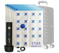 Lavatelli Set da Viaggio: Pompa Sottovuoto Wireless + 6 Sacchetti 40x60 | Pompa elettrica USB-C e 6 sacchetti sottovuoto 40x60 cm, Per trolley e bagaglio a mano, Indumenti, piumini, cambio stagione