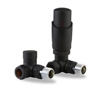 LavaTherm Valvola termostatica per termosifone TRV, angolo da 15 mm, a risparmio energetico, in ottone di alta qualità, ricambio TRV e detentore, colore nero