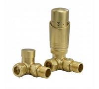 LavaTherm Valvola termostatica per termosifone TRV, angolo da 15 mm, valvola per radiatore a risparmio energetico, ricambio in ottone di alta qualità, TRV e detentore, ottone spazzolato