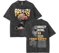 Lavato T-Shirt Rapper Chris Brown XX Tour 2025 Uomini Donne Hip Hop Oversized T-Shirt Uomini Moda Camicie Vintage-Black9||3X_l