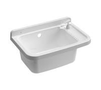 Lavatoio 50x35x24 cm Pilozzo a Parete con Dispenser in Resina Bianco