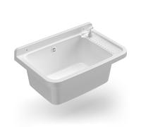 Lavatoio 60x40x25 cm Pilozzo a Parete con Dispenser in Resina Bianco