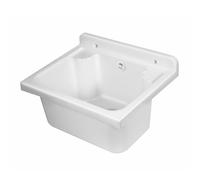 Lavatoio a muro 42x34 cm in resina bianca completo di kit di scarico