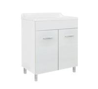 Lavatoio con mobile in legno e vasca in ABS con strizzatoio - Bianco