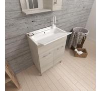 Kiamami Valentina - Lavatoio da interno 60cm 2 ante quercia grigio con asse lavapanni | Pratico