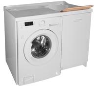 Lavatoio e Coprilavatrice 109x60x89cm Asse in Legno Montegrappa Edilla Bianco Destro