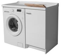 Lavatoio e Coprilavatrice 109x60x89cm Asse in Legno Montegrappa Marella Bianco Destro