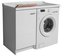 Lavatoio e Coprilavatrice 109x60x89cm Asse in Legno Montegrappa Marella Bianco Sinistro