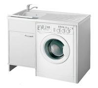 Lavatoio e Coprilavatrice in PVC 109x60x89 cm Forlani Tidy Bianco Lato Sinistro