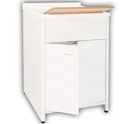 Lavatoio Grande con mobile in alluminio per esterno Dotato di Vasca e Tavoletta Lavapanni Dimensioni 60x60xh 83 cm con tubo rubinetto, flessibile e Gomito colore bianco RAL 9010 bianco