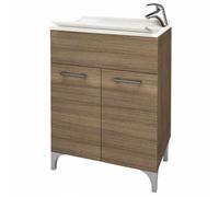 Lavatoio in legno 60 x 50 cm rovere fumo con lavello e tavoletta lavaggio
