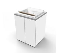 Lavatoio in legno Bianco a 2 ante con top Grigio e vasca in resina 71x65 cm