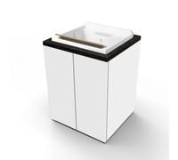 Lavatoio in legno Bianco a 2 ante con top Olmo Caffè e vasca in resina 71x65 cm