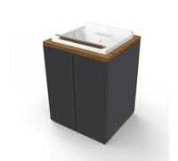 Lavatoio in legno Grafite a 2 ante con top Noce e vasca in resina 71x65 cm