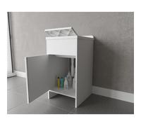 Lavatoio in PVC da 45x50x85 cm, - peso 9,5 kg comprensivo di asse di lavaggio in PP e kit di scarico autopulente, fornito in kit di montaggio bianco