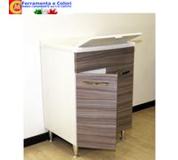 Lavatoio Lavanderia 60x50 cm in Legno MDF Con Sifone e Tavoletta Palissandro