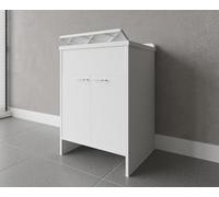 Lavatoio Lavapanni PIDEMA in Resina PVC, Resistente all'umidità, Vasca resistente agli acidi, Kit di scarico incluso, Interno e Esterno, L60 x P50 x H85 cm, Bianco