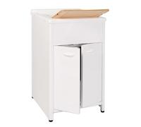 Lavatoio Medio con mobile in alluminio per esterno Dotato di Vasca e Tavoletta Lavapanni Dimensioni 50x50xh 83 cm con tubo rubinetto, flessibile e Gomito colore bianco RAL 9010 bianco