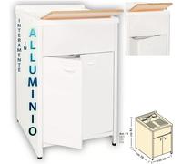 Lavatoio Medio con mobile in alluminio per esterno Dotato di Vasca e Tavoletta Lavapanni Dimensioni 50x60xh 83 cm con tubo rubinetto, flessibile e Gomito colore bianco RAL 9010 bianco