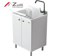 Mobile Lavatoio Interno Arredamenti Montegrappa Look One 60X50 H85 cm Cerniere Economico Piedini Fondo Ripiano Alluminio Anta Legno Nobilitato Bianco Asse Vasca Lavabo Termoplastico Lavapanni Pomello