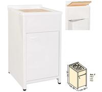 Lavatoio piccolo con mobile in alluminio per esterno Dotato di Vasca e Tavoletta Lavapanni Dimensioni 45x50xh 83 cm con tubo rubinetto, flessibile e Gomito colore bianco RAL 9010 bianco