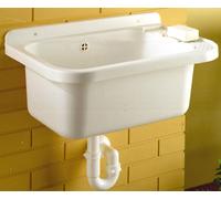 LAVATOIO SOSPESA DA PARETE IN PLASTICA PILOZZA LAVABO 50X34X25 SIFONE LAVATRICE
