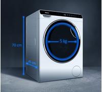 HAIER HW50-BP12307U1-S LAVATRICE SLIM, Caricamento frontale, 5 kg, 6 programmi, Profondità 49 cm, Bianco, livello rumorosità centrifuga 66 dB(A), Classe A