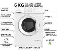 LAVATRICE 6 KG 1000 GR CL.A SLIM PROF.44 CM INVERTER VAPORE SCHAUB LORENZ SS610I [EEK: A]