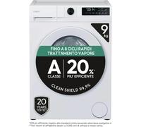LAVATRICE 9 KG 1400 GR A-20% INVERTER VAPORE ProWash 300 CANDY GD498-S [EEK: A-20%]