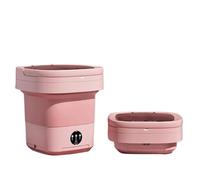 Lavatrice compatta portatile pieghevole a ultrasuoni da 6 l, grande capacità, con secchio centrifuga, per vestiti, viaggi, casa, biancheria intima, calzini, portatile, rosa