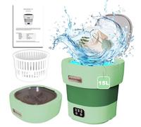 Lavatrice da campeggio, 15 l, 2,3 kg, 2 in 1, mini lavatrice con centrifuga, piccola lavatrice Washing Machine Small per calze, biancheria intima, abbigliamento per bambini, viaggi, escursioni,