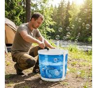 Lavatrice manuale 2 in 1, rondella a manovella con asciugatrice centrifuga e base a ventosa, mini rondella portatile per campeggio, dormitorio, viaggi, senza elettricità, capacità 2 kg (blu cielo)