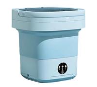 Lavatrice portatile, 11 litri, pieghevole, mini lavatrice e centrifuga, 32 cm, blu, per biancheria intima, calze, appartamenti, dormitori, viaggi, con tubo di scarico e cestino